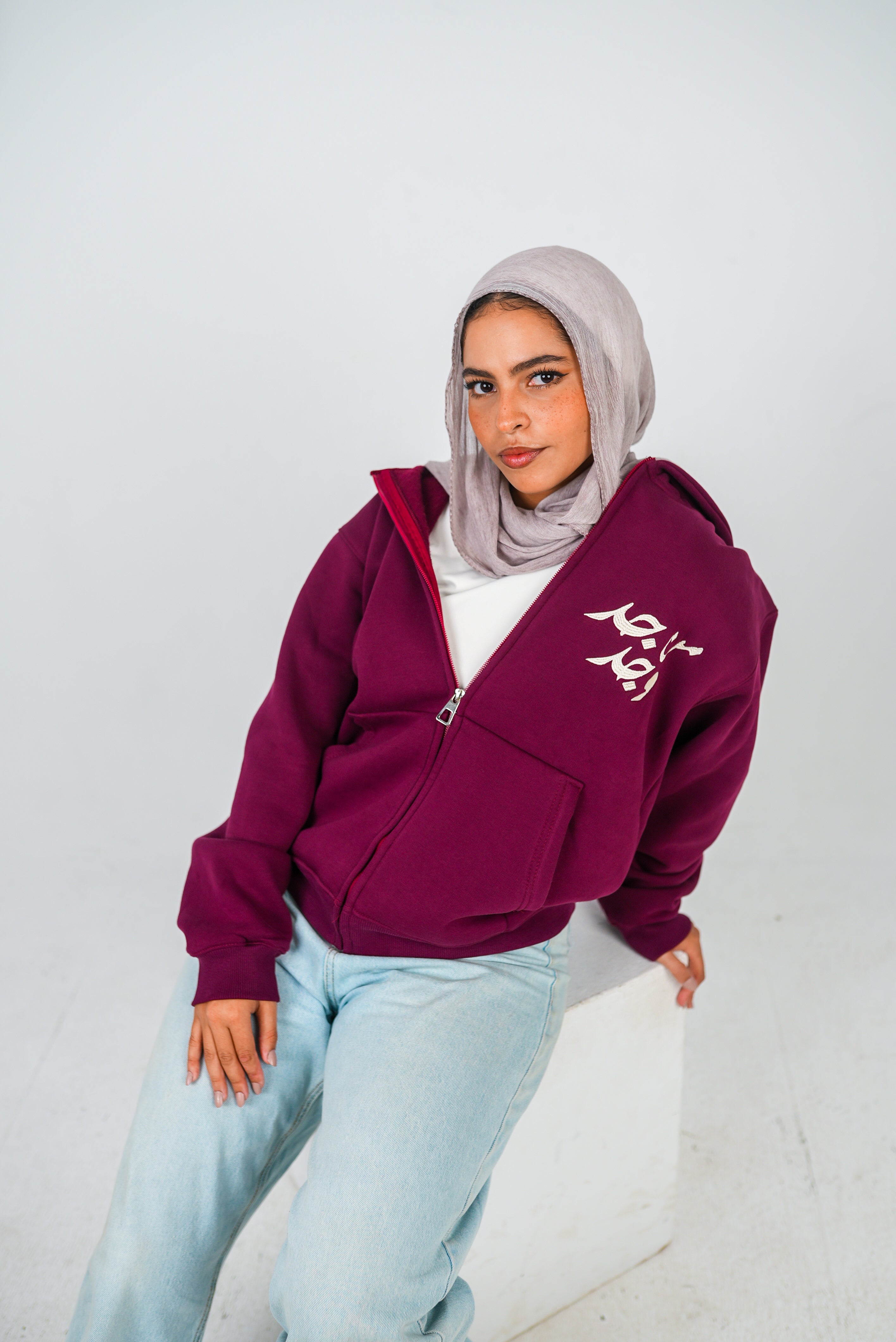 "من جد وجد" Burgundy Jacket