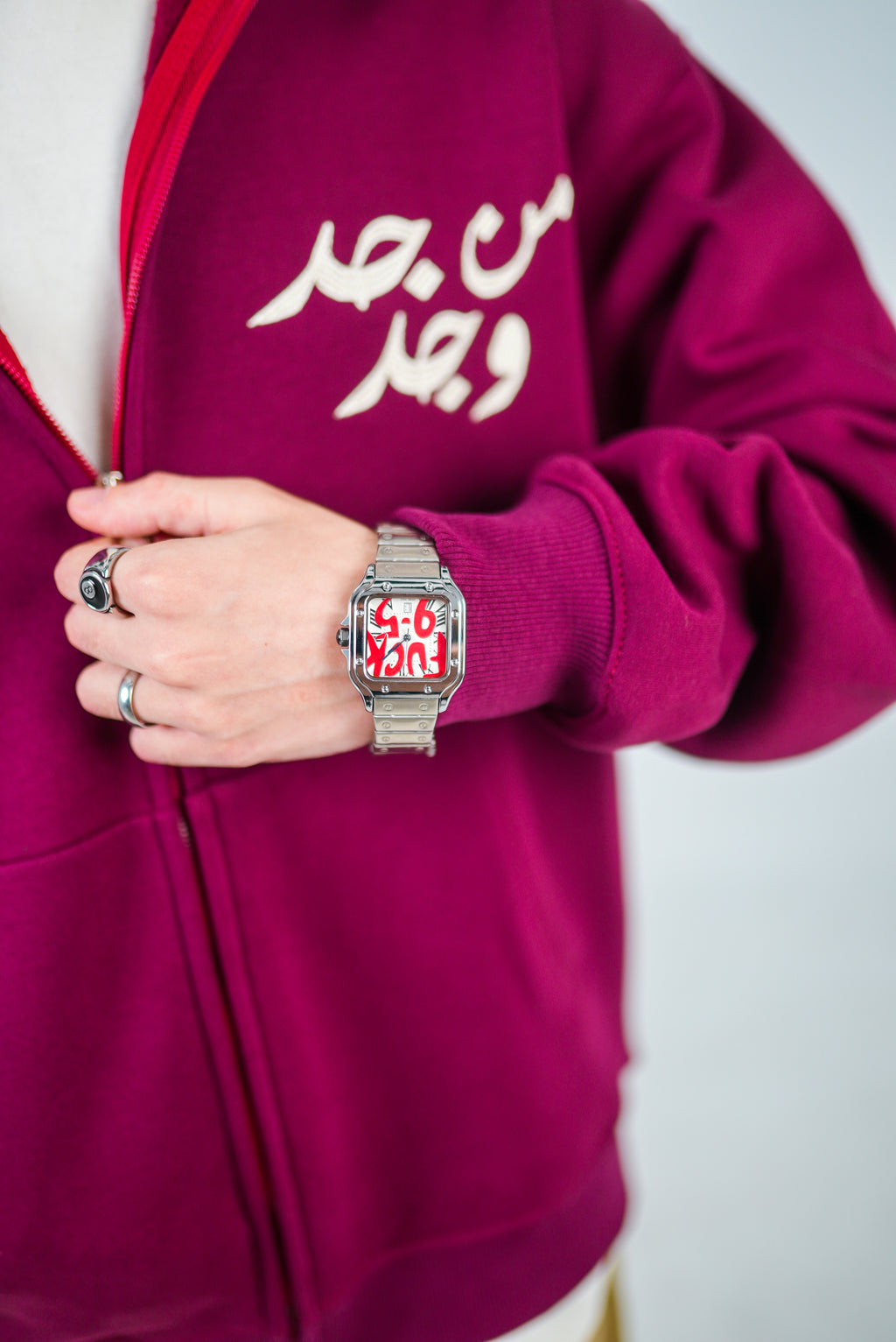 "من جد وجد" Burgundy Jacket